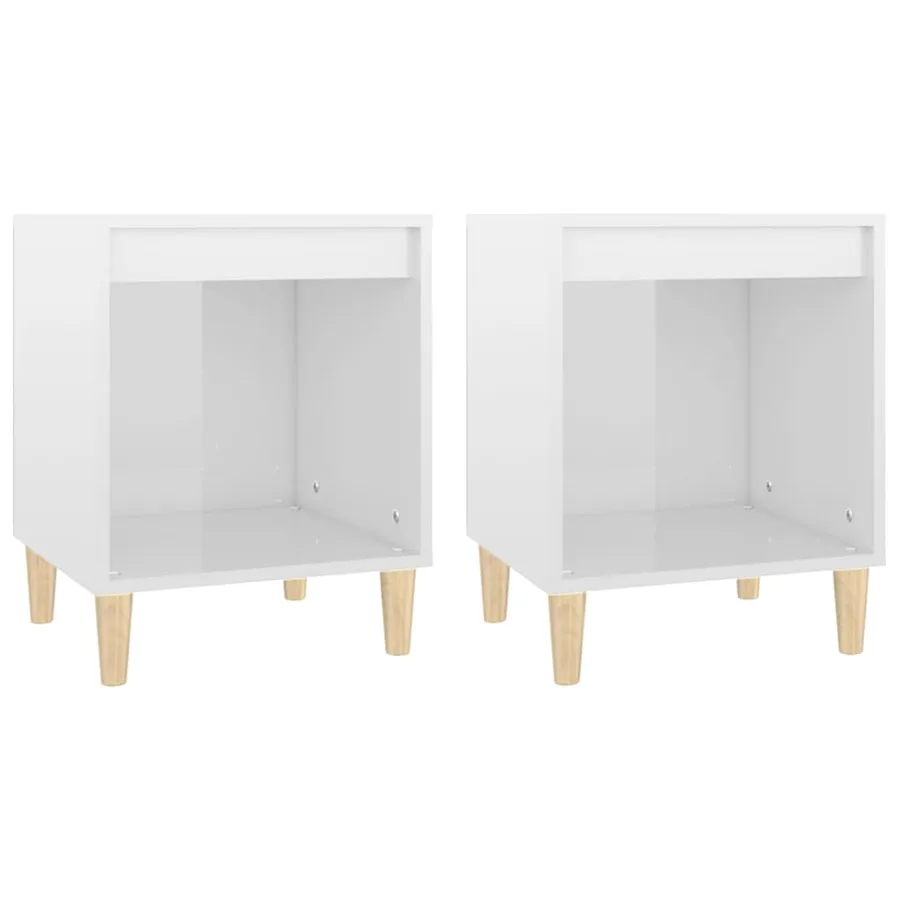Tables de chevet 2 pcs Blanc brillant 40x35x50 cm - 2