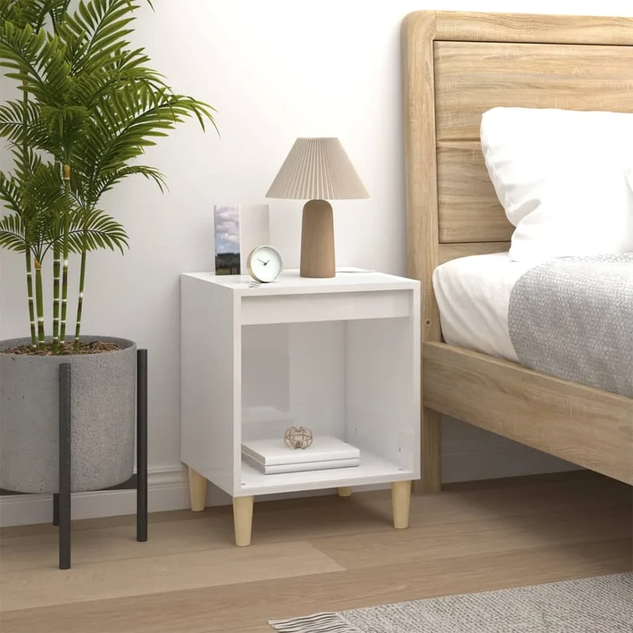 Tables de chevet 2 pcs Blanc brillant 40x35x50 cm - 3