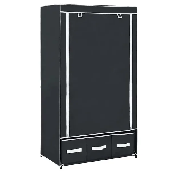 Garde-robe Noir 87 x 49 x 159 cm Tissu