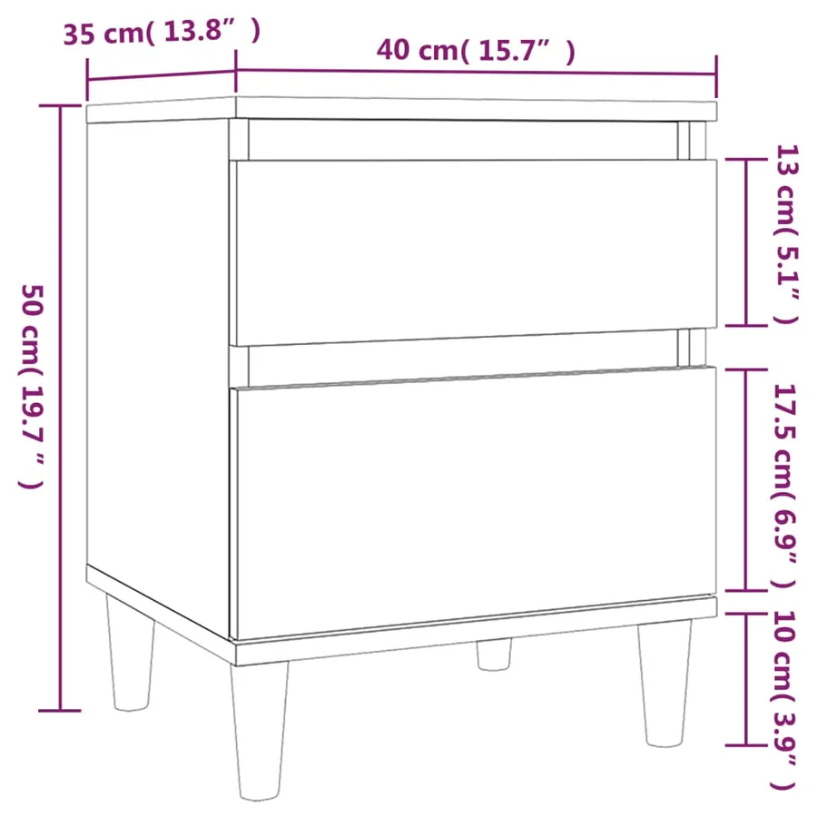 Tables de chevet 2 pcs Chêne fumé 40x35x50 cm - 11