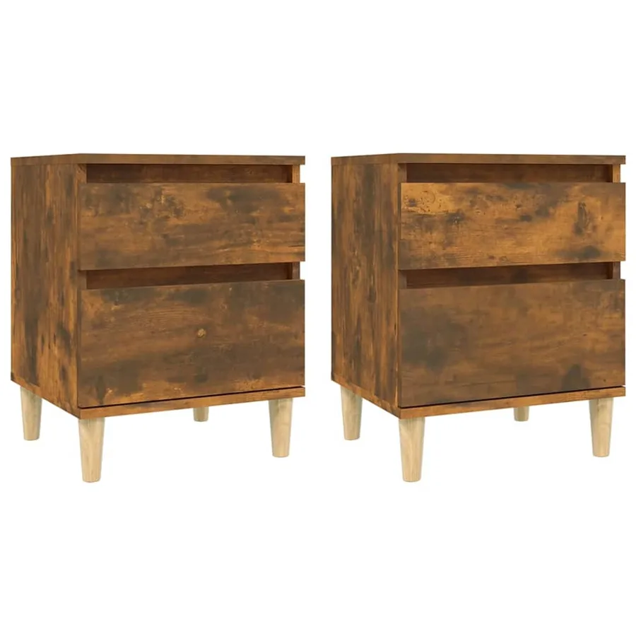 Tables de chevet 2 pcs Chêne fumé 40x35x50 cm - 2
