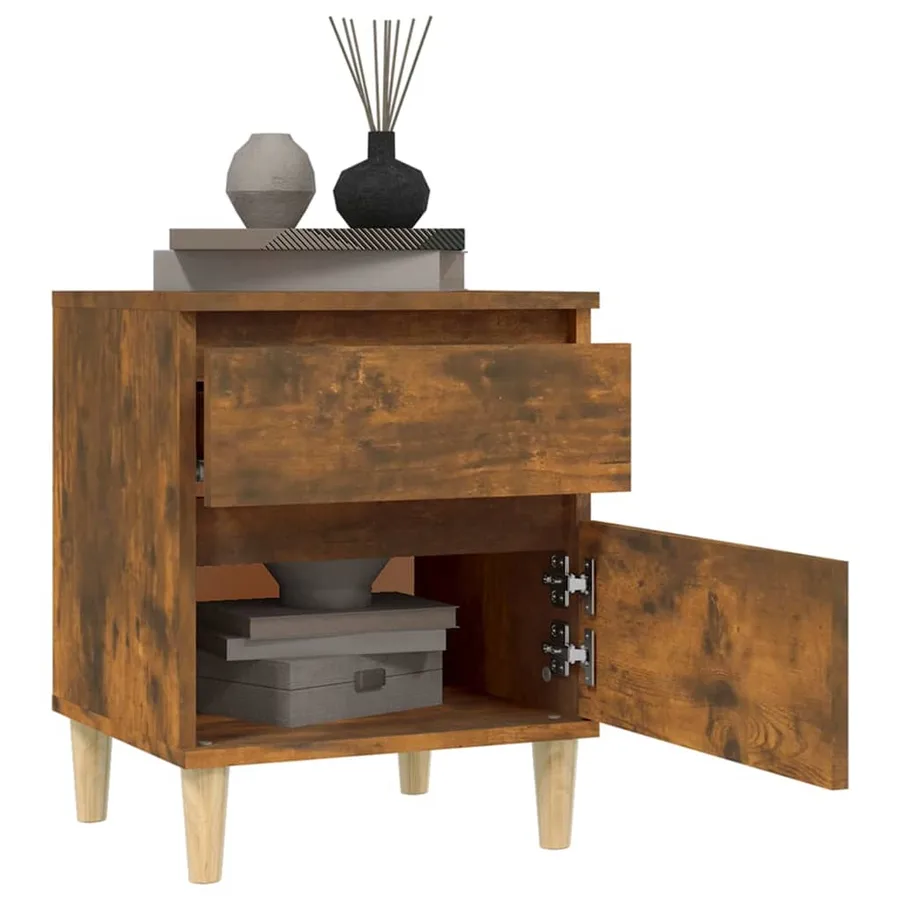 Tables de chevet 2 pcs Chêne fumé 40x35x50 cm - 4