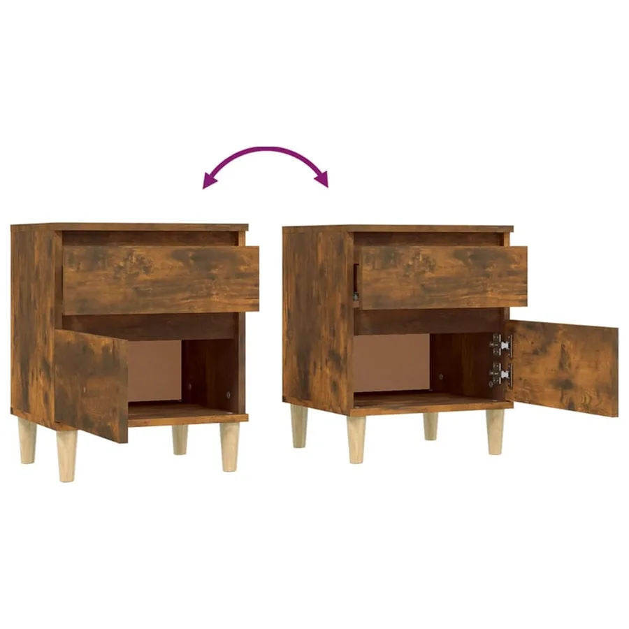 Tables de chevet 2 pcs Chêne fumé 40x35x50 cm - 9
