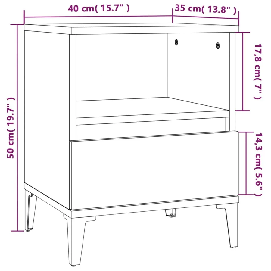 Table de chevet Chêne sonoma 40x35x50 cm - 10
