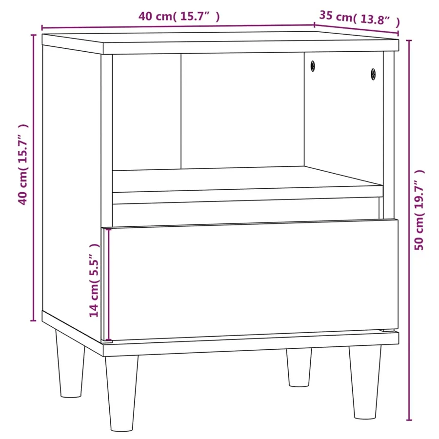 Tables de chevet 2 pcs Blanc brillant 40x35x50 cm - 11