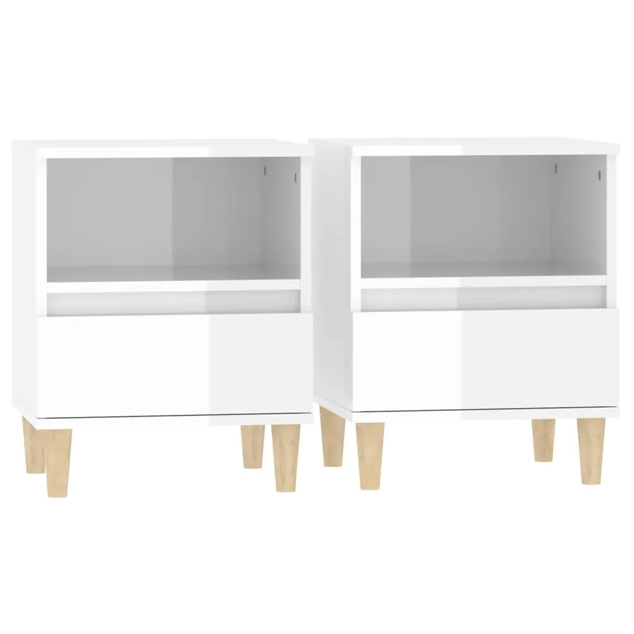 Tables de chevet 2 pcs Blanc brillant 40x35x50 cm - 2