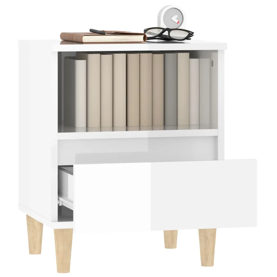Tables de chevet 2 pcs Blanc brillant 40x35x50 cm - 5