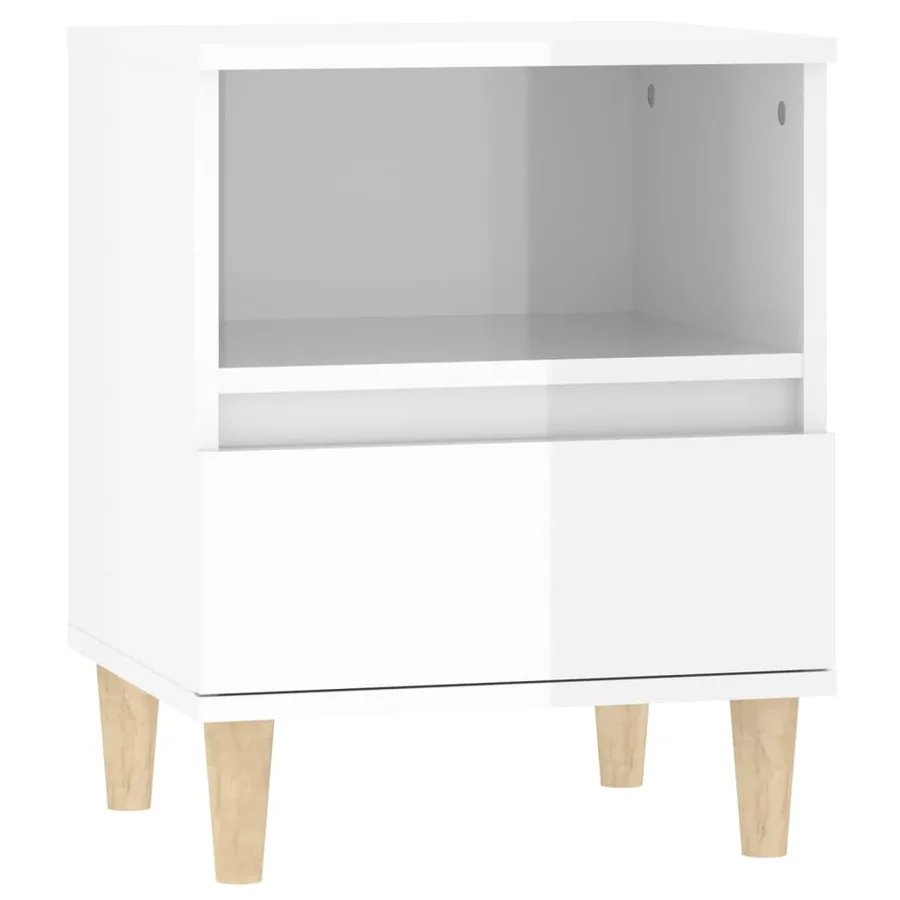 Tables de chevet 2 pcs Blanc brillant 40x35x50 cm - 6