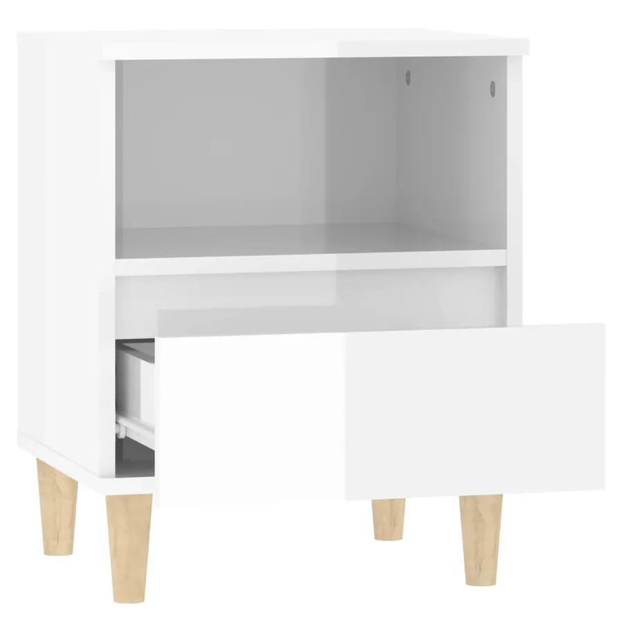 Tables de chevet 2 pcs Blanc brillant 40x35x50 cm - 8
