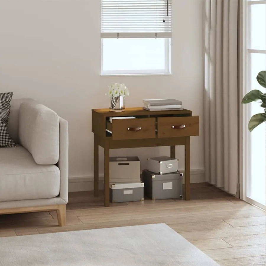 Table console Marron miel 76,5x40x75 cm Bois massif de pin - 6