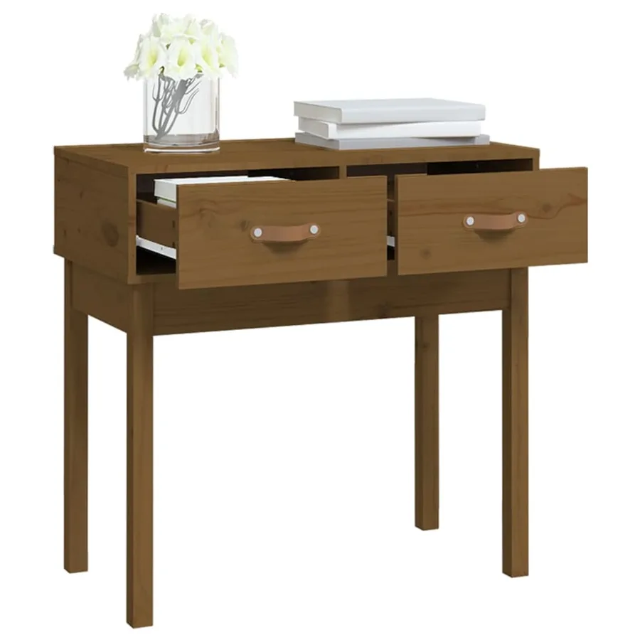Table console Marron miel 76,5x40x75 cm Bois massif de pin - 7