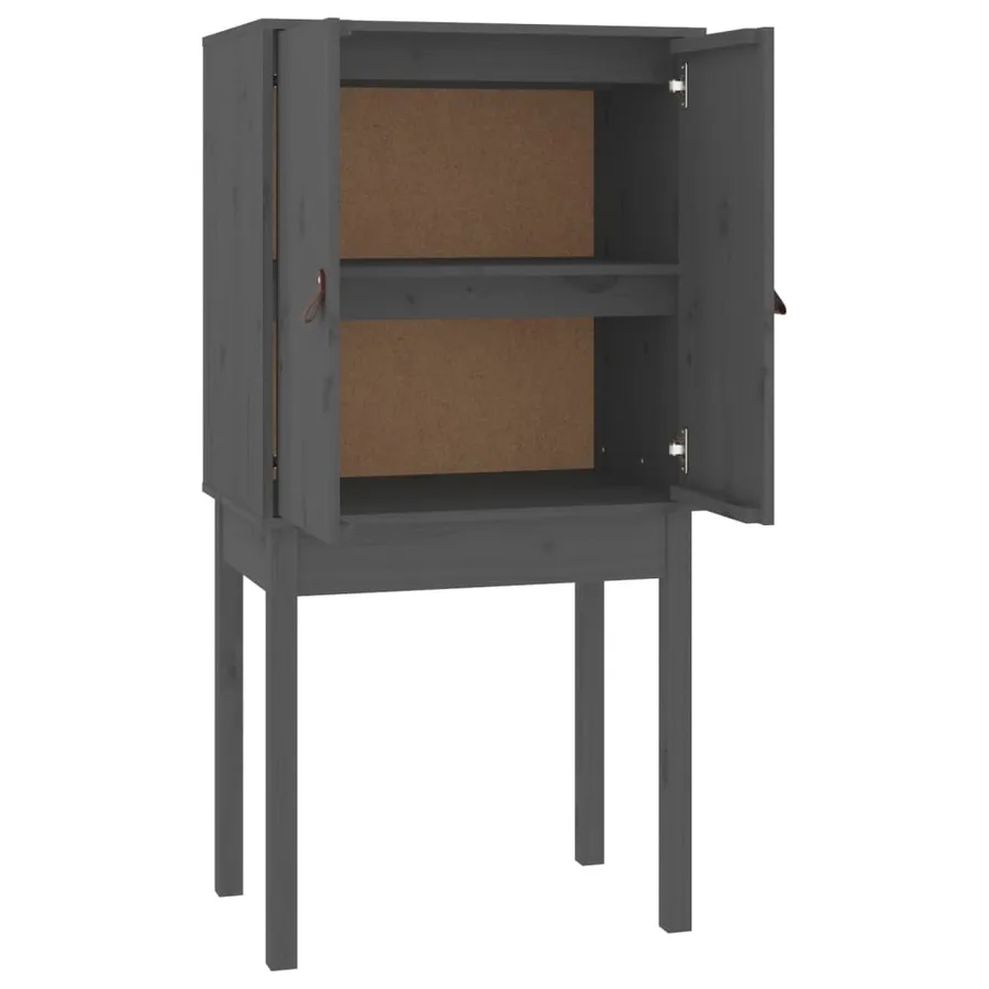 Buffet haut Gris 60x40x120 cm Bois massif de pin - 2