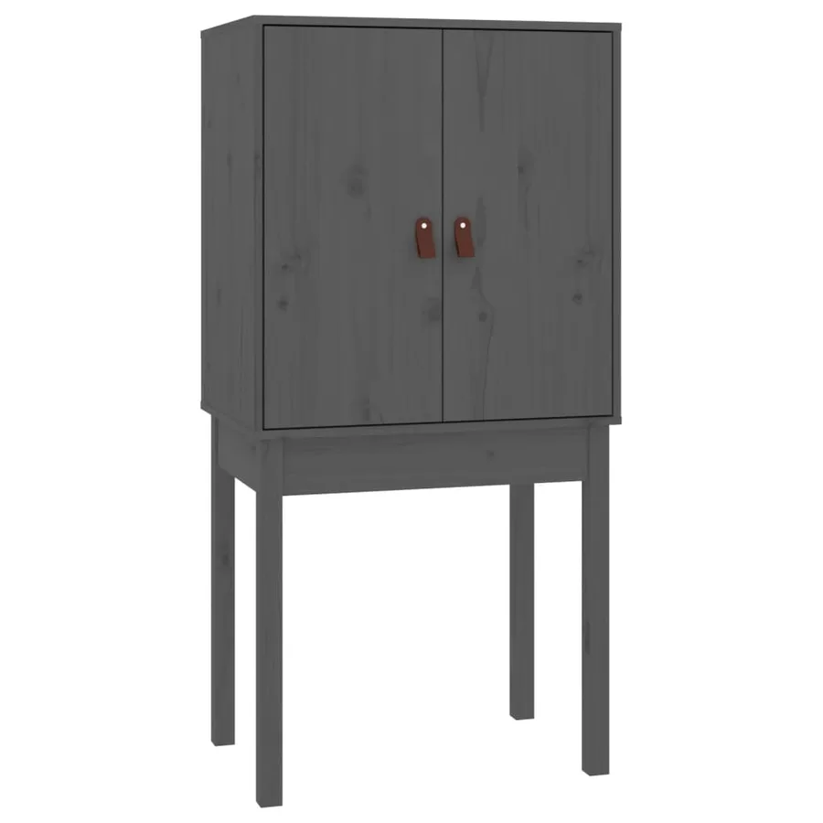 Buffet haut Gris 60x40x120 cm Bois massif de pin - 5