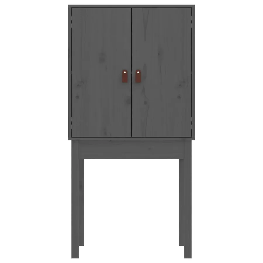 Buffet haut Gris 60x40x120 cm Bois massif de pin - 6