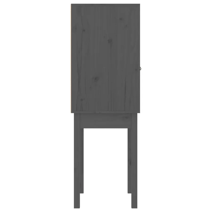 Buffet haut Gris 60x40x120 cm Bois massif de pin - 7
