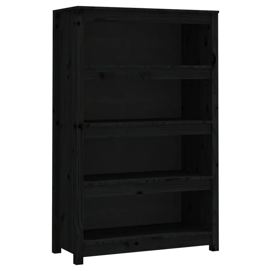 Bibliothèque Noir 80x35x126 cm Bois de pin massif - 2