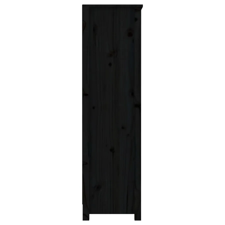 Bibliothèque Noir 80x35x126 cm Bois de pin massif - 6