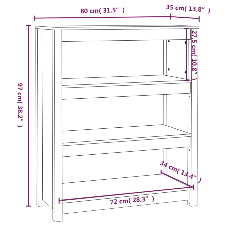 Bibliothèque Gris 80x35x97 cm Bois de pin massif - 8