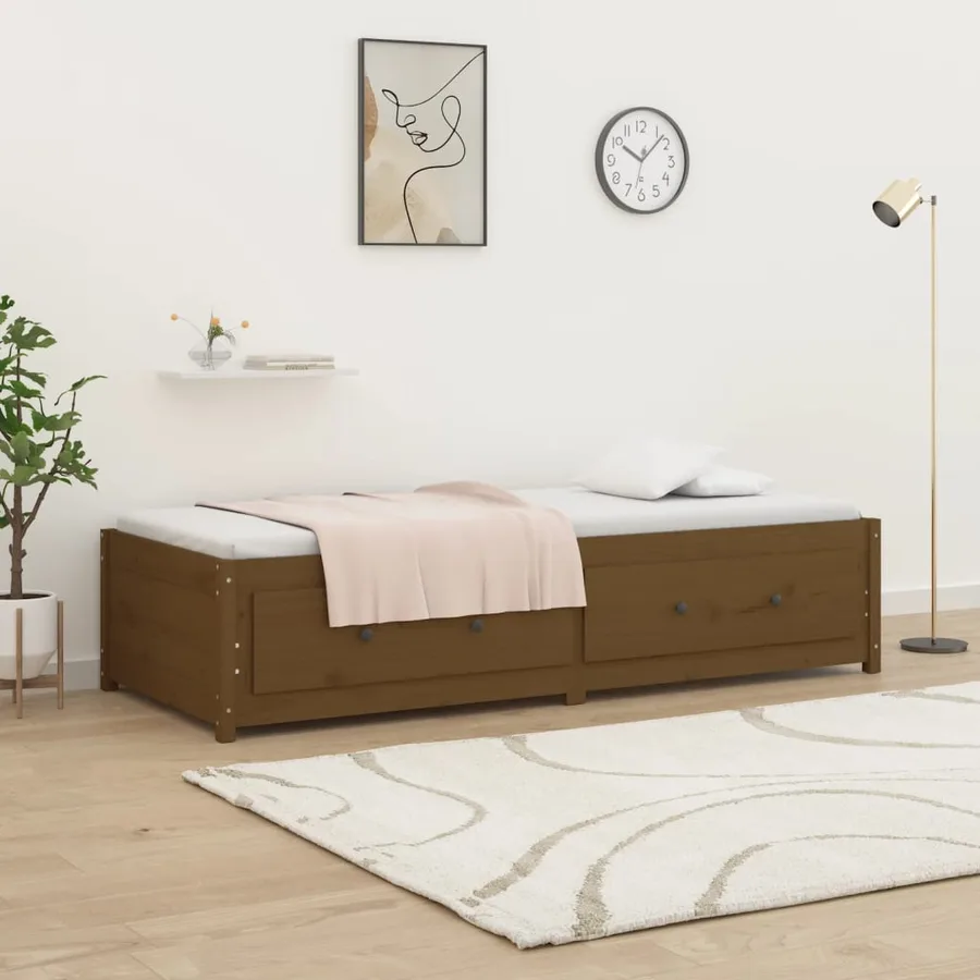 Lit de jour sans matelas marron miel 80x200 cm bois pin massif - 4