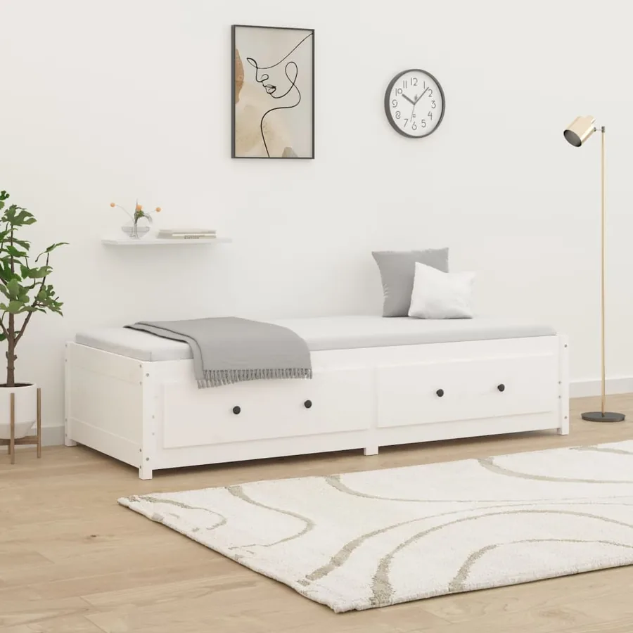 Lit de jour sans matelas blanc 80x200 cm bois de pin massif