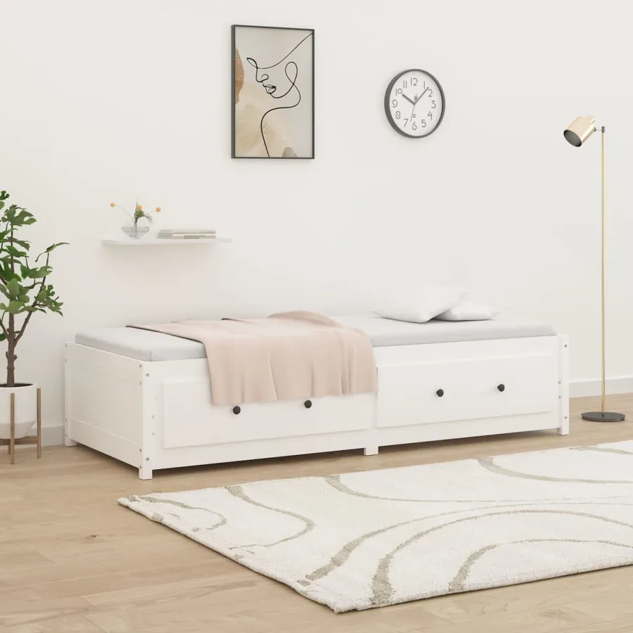 Lit de jour sans matelas blanc 80x200 cm bois de pin massif - 4