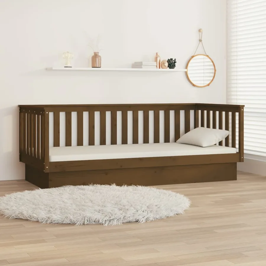 Lit de jour sans matelas marron miel 100x200 cm bois pin massif - 4