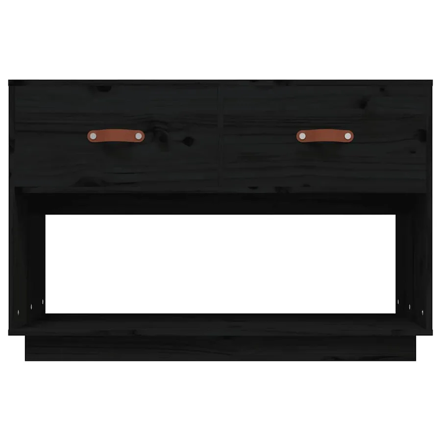 Meuble TV Noir 90x40x60 cm Bois de pin massif - 6