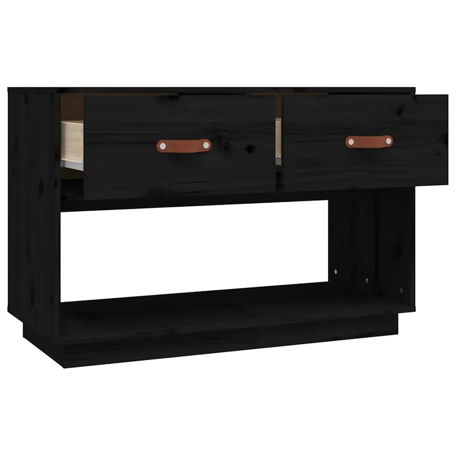 Meuble TV Noir 90x40x60 cm Bois de pin massif - 8