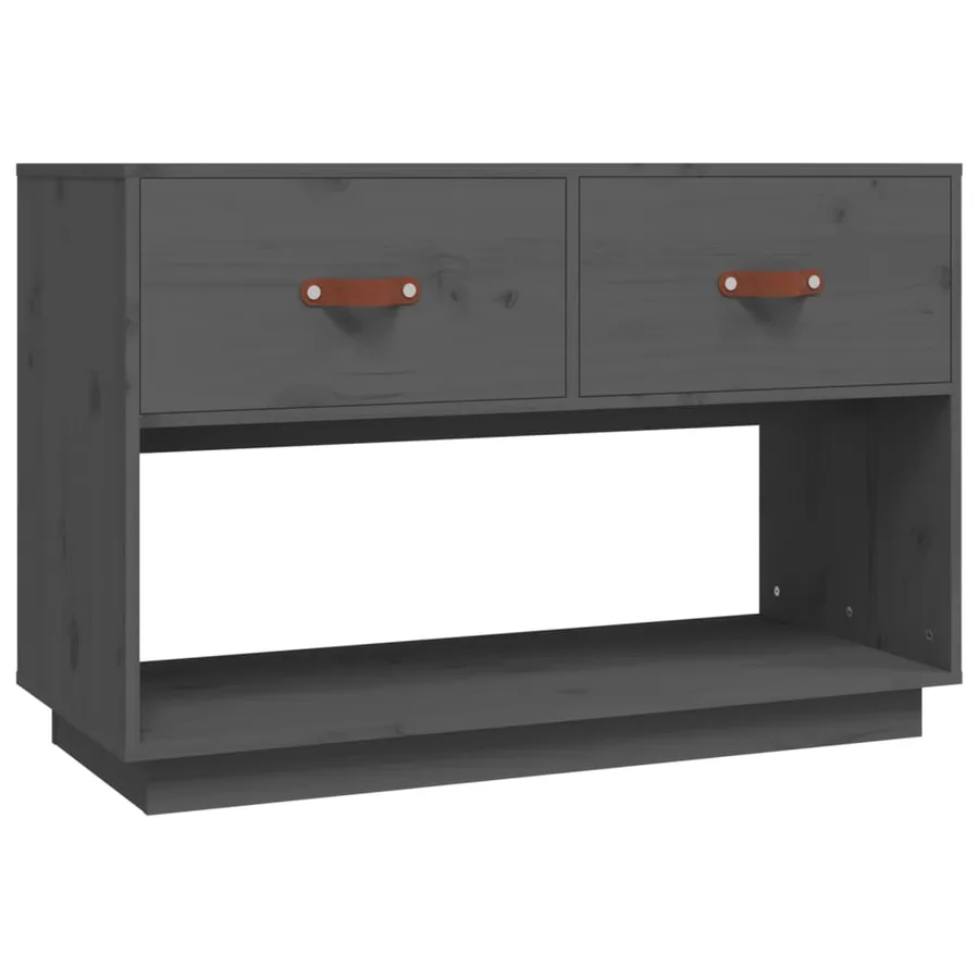 Meuble TV Gris 90x40x60 cm Bois de pin massif - 2