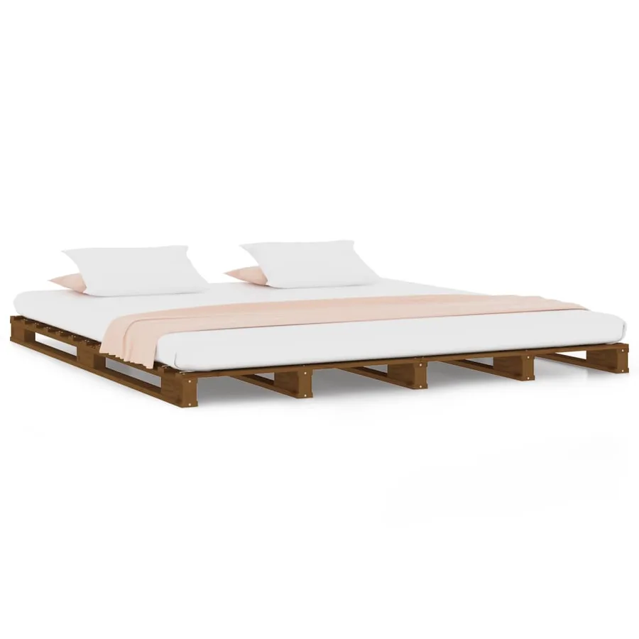 Lit de palette sans matelas marron miel 120x200 cm bois massif - 2