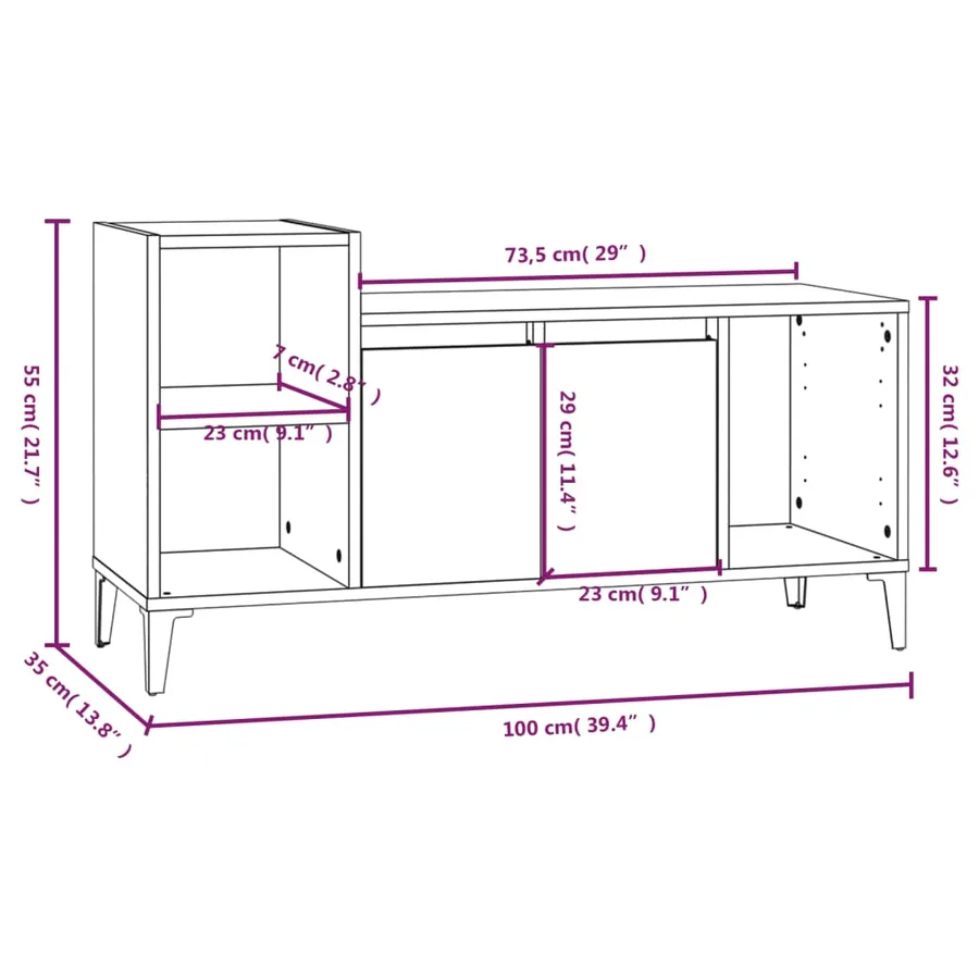 Meuble TV Chêne marron 100x35x55 cm Bois d'ingénierie - 10
