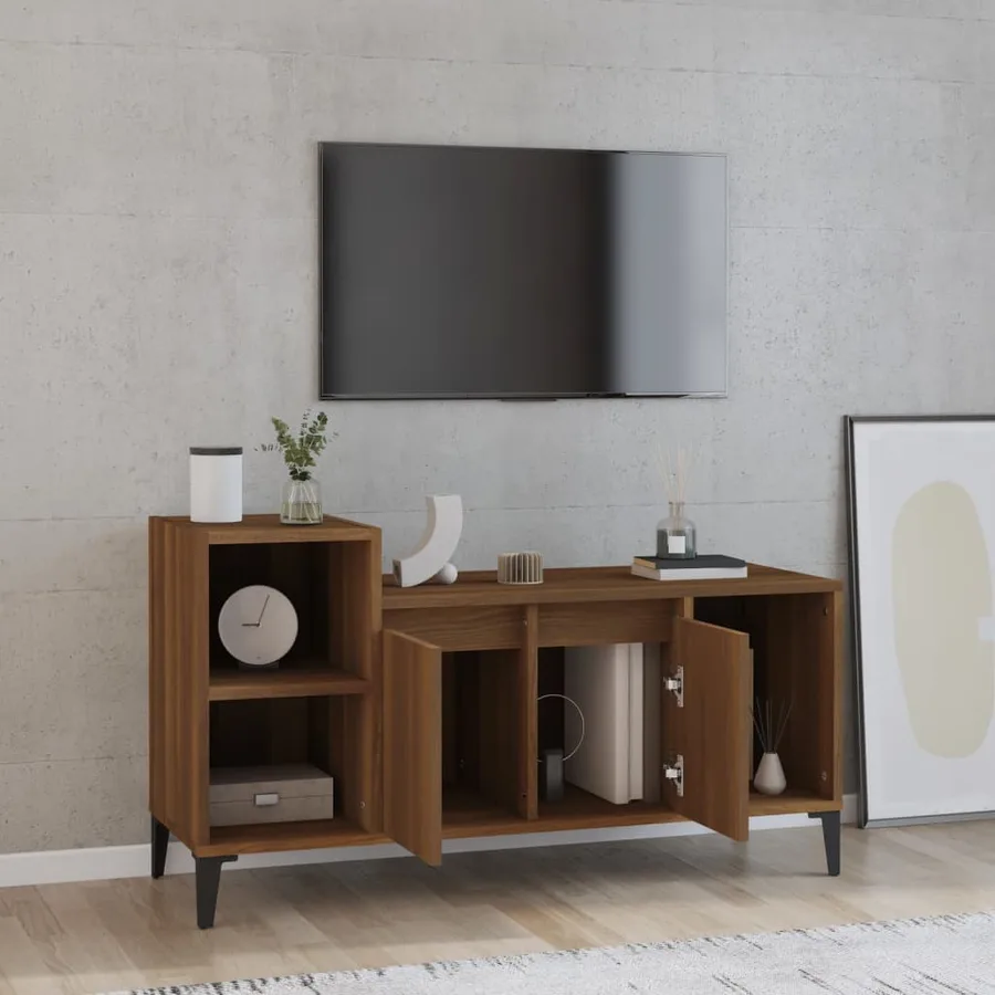 Meuble TV Chêne marron 100x35x55 cm Bois d'ingénierie - 3