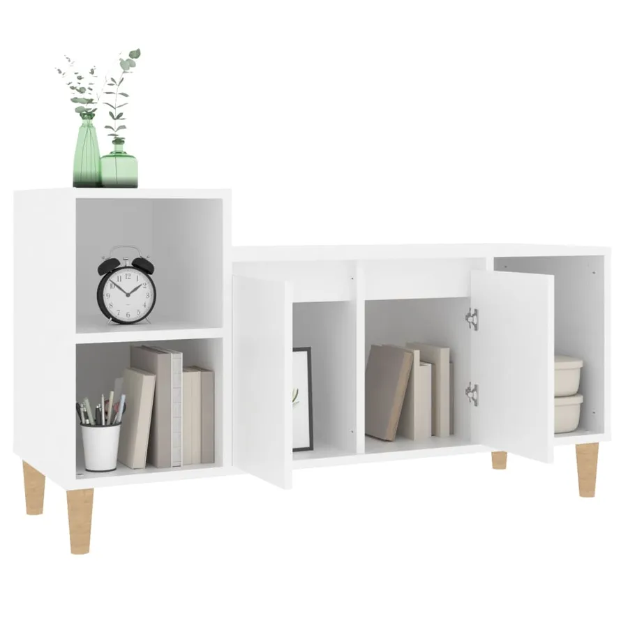 Meuble TV Blanc 100x35x55 cm Bois d'ingénierie - 4
