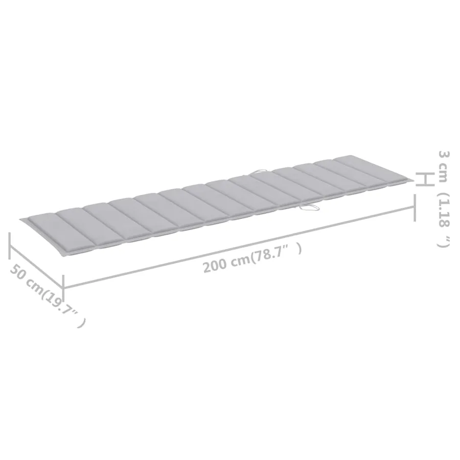 Chaise longue avec coussin gris Bois de teck solide - 12