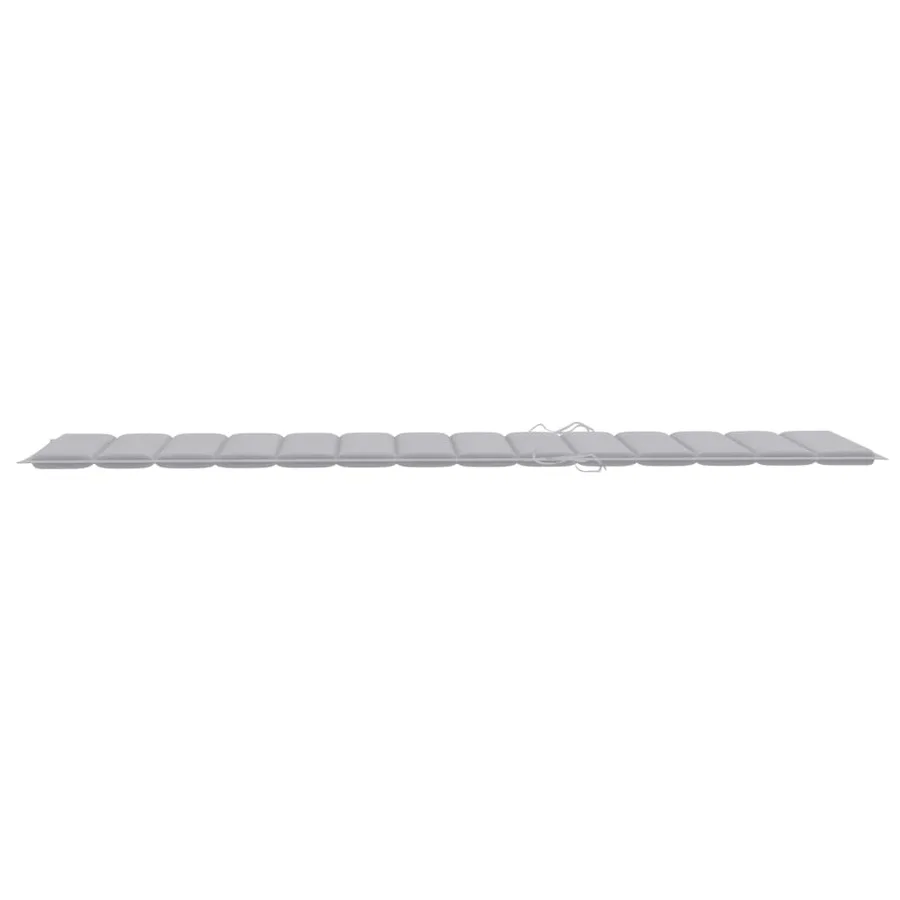 Chaise longue avec coussin gris Bois de teck solide - 13