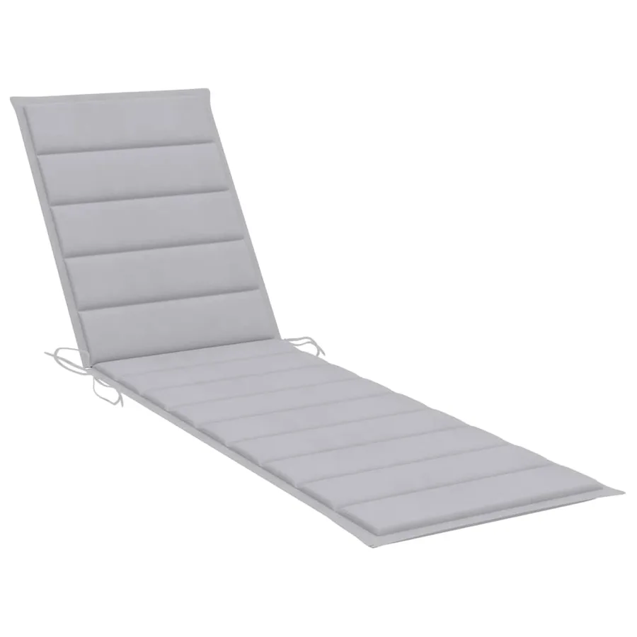 Chaise longue avec coussin gris Bois de teck solide - 8