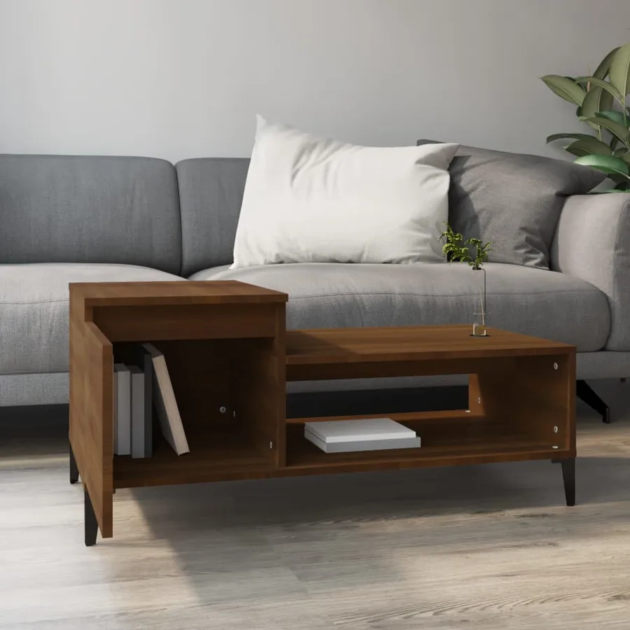 Table basse Chêne marron 100x50x45 cm Bois d'ingénierie - 3