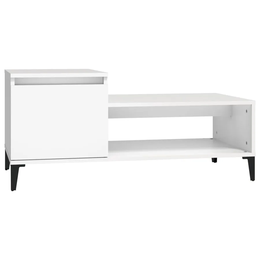 Table basse Blanc 100x50x45 cm Bois d'ingénierie - 2
