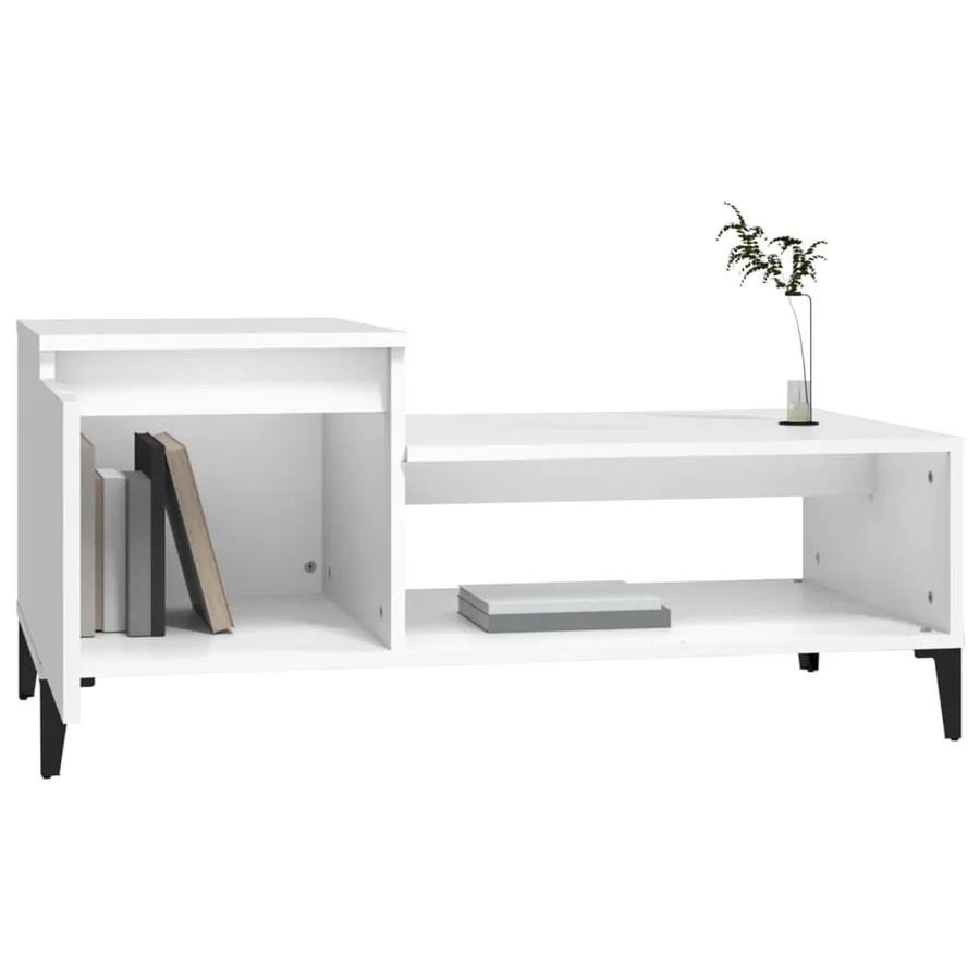 Table basse Blanc 100x50x45 cm Bois d'ingénierie - 4