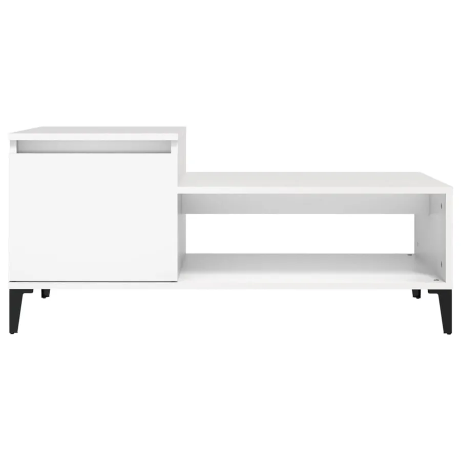 Table basse Blanc 100x50x45 cm Bois d'ingénierie - 5