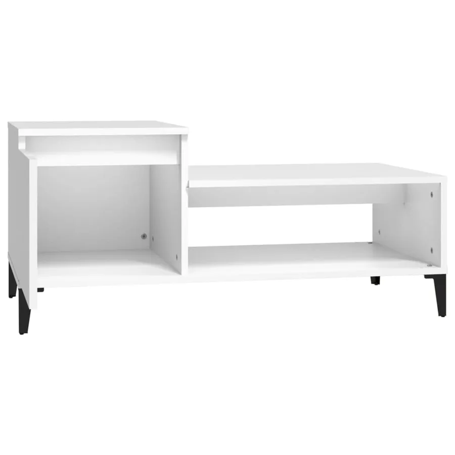Table basse Blanc 100x50x45 cm Bois d'ingénierie - 6
