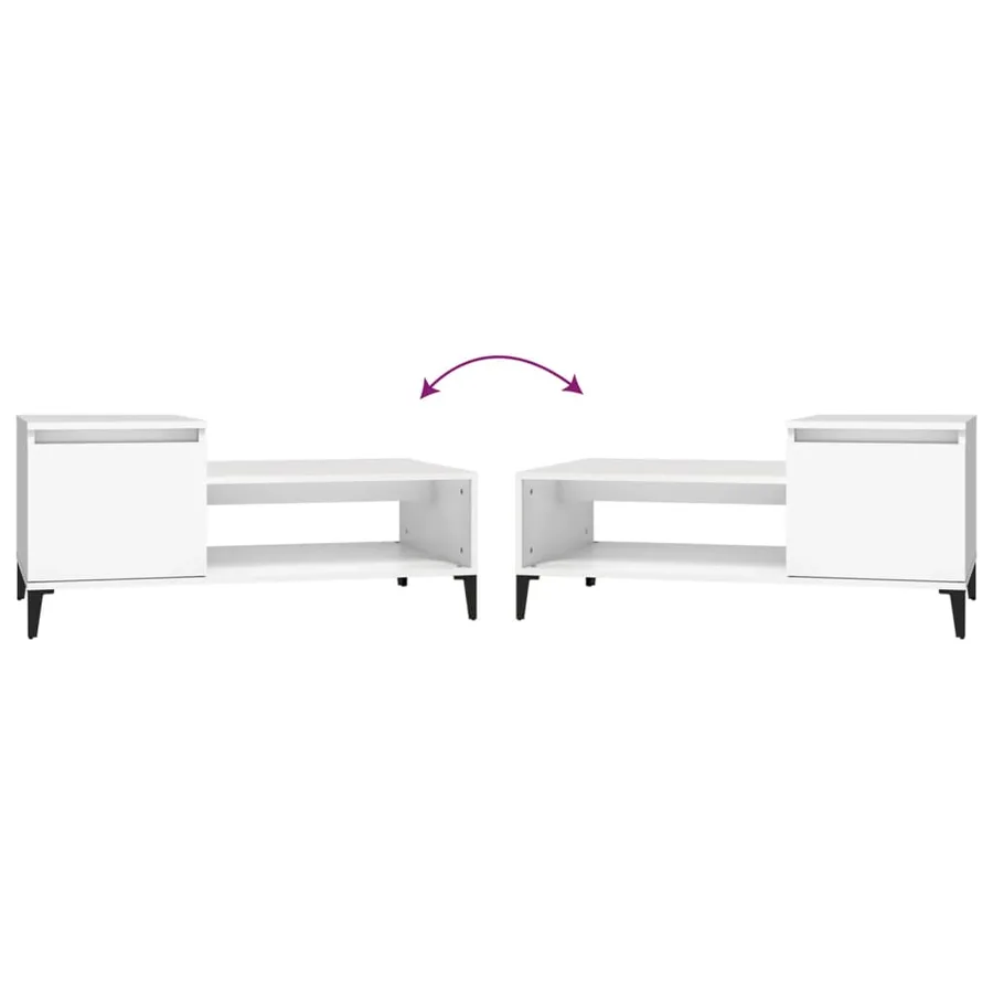 Table basse Blanc 100x50x45 cm Bois d'ingénierie - 8