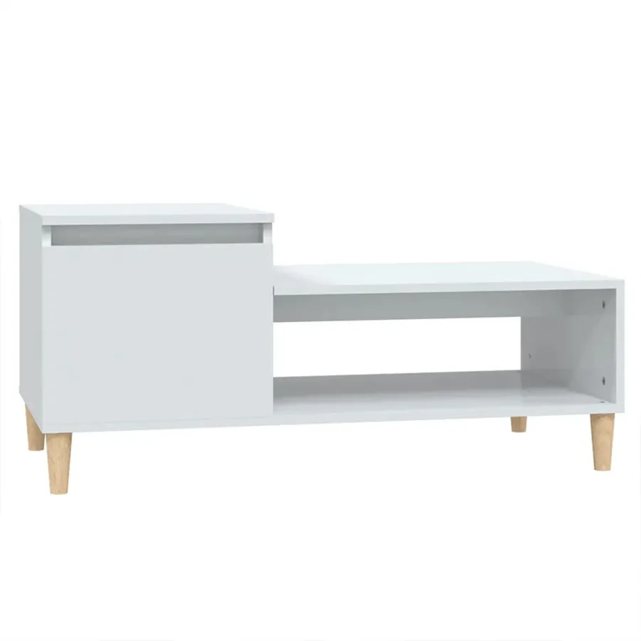 Table basse Blanc brillant 100x50x45 cm Bois d'ingénierie - 2