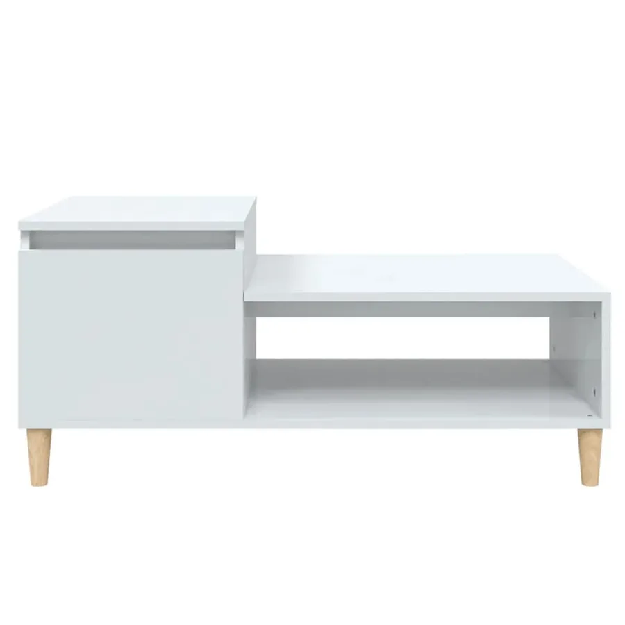 Table basse Blanc brillant 100x50x45 cm Bois d'ingénierie - 5
