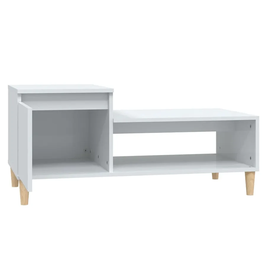 Table basse Blanc brillant 100x50x45 cm Bois d'ingénierie - 6