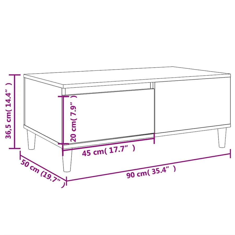 Table basse Chêne fumé 90x50x36,5 cm Bois d'ingénierie - 10