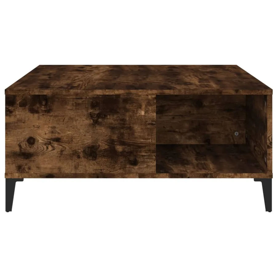 Table basse chêne fumé 80x80x36,5 cm bois d'ingénierie - 5