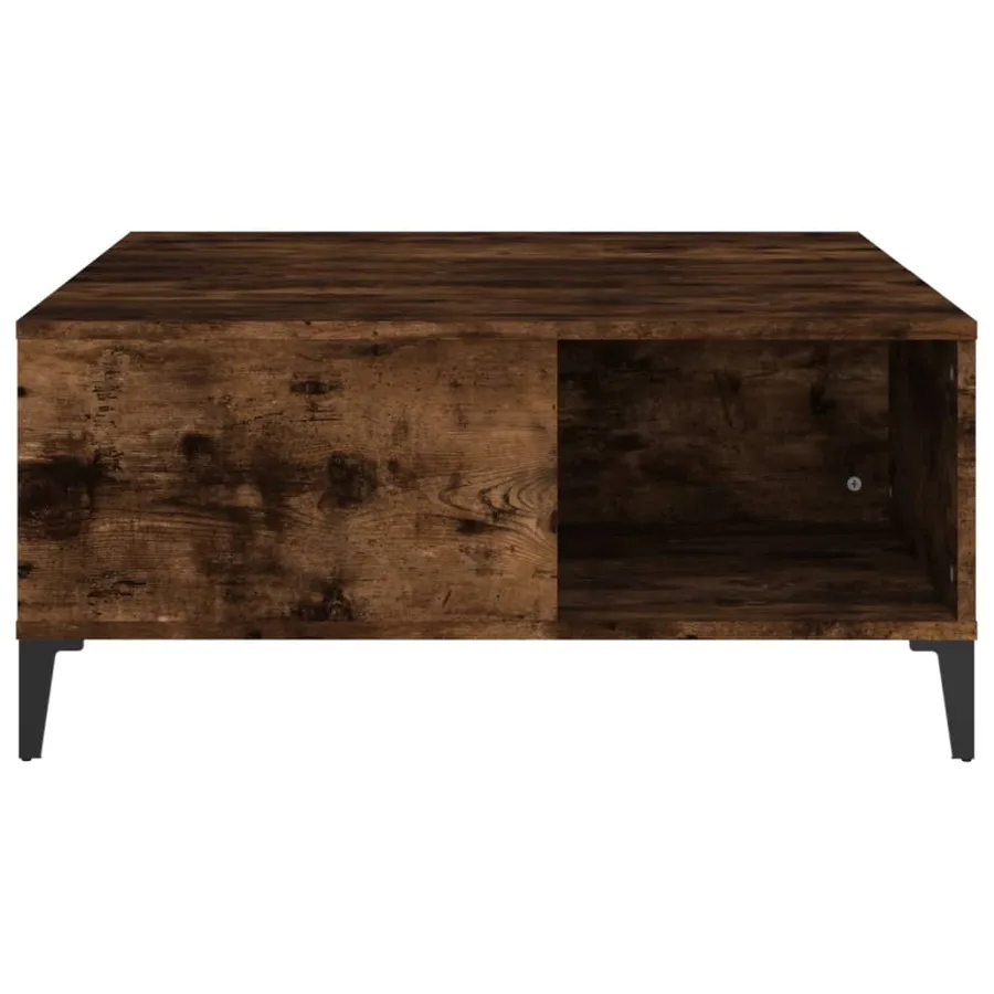 Table basse chêne fumé 80x80x36,5 cm bois d'ingénierie - 6