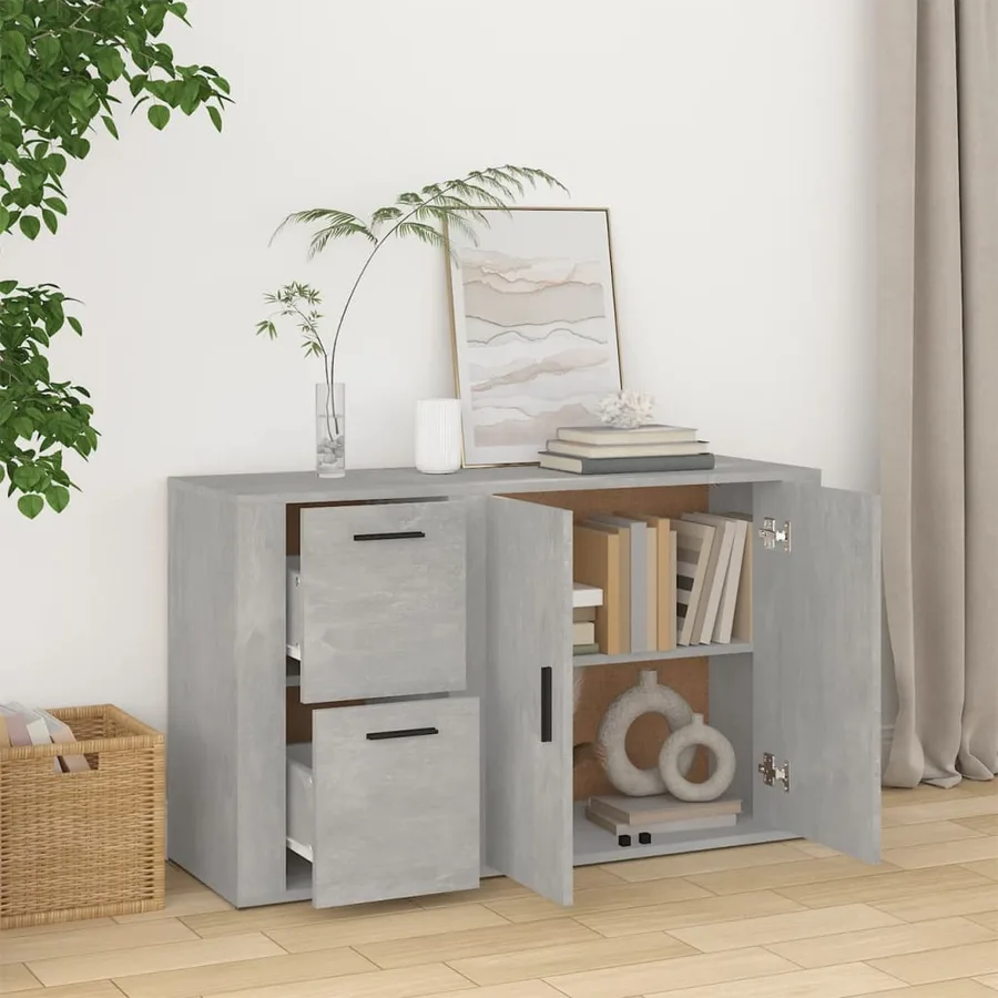 Buffet Gris béton 100x33x59,5 cm Bois d'ingénierie - 3