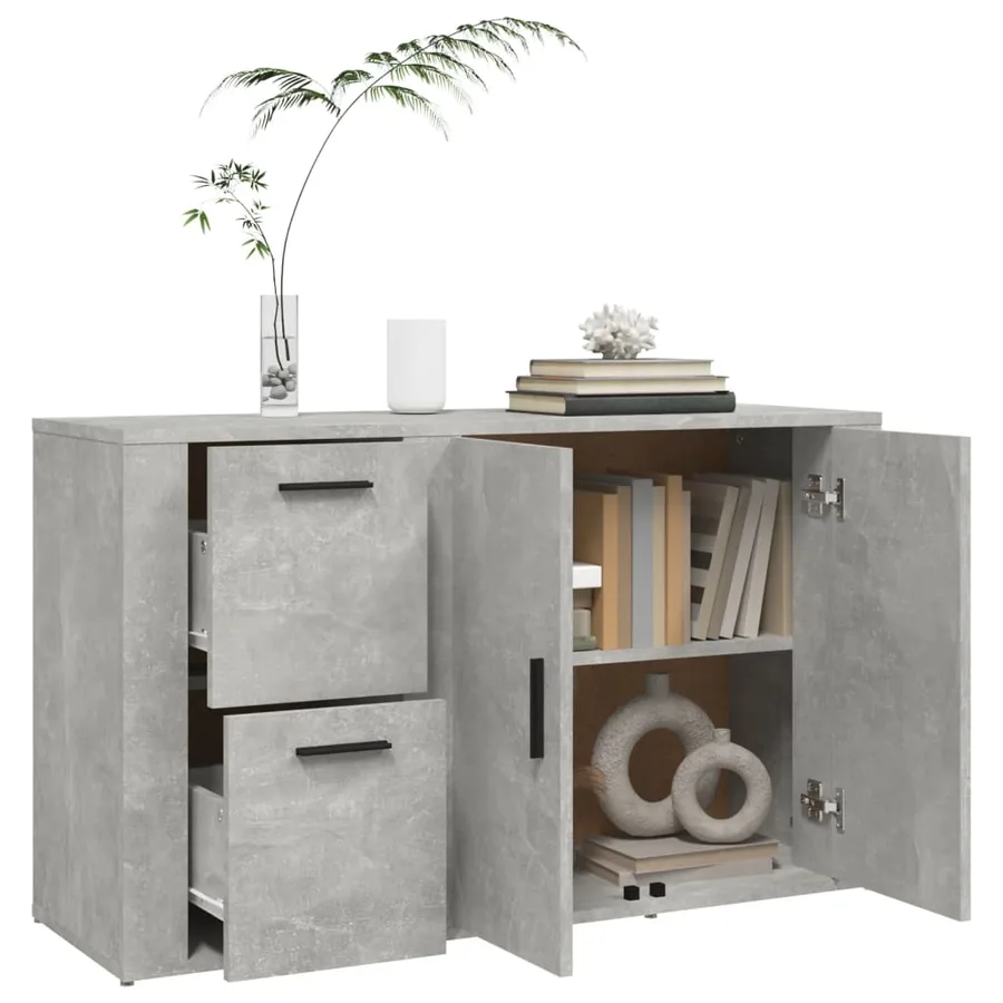 Buffet Gris béton 100x33x59,5 cm Bois d'ingénierie - 5